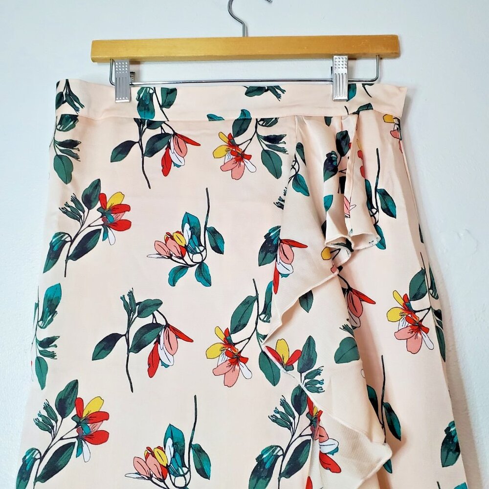 Ted Baker Women's Floral Ruffle Skirt Pink Multicolor Sz Med Lined Pull On NWT - Picture 6 of 12